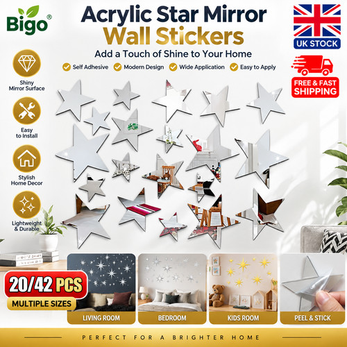 42pcs acrylic star mirror - star,