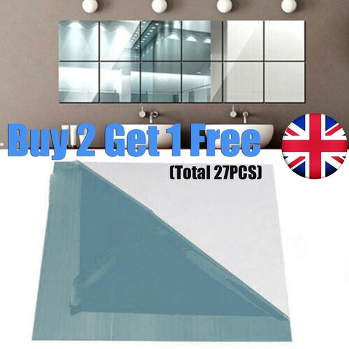9pc glass mirror tiles - 9pc,
