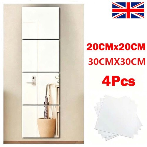 4pcs 30x30cm mirror tiles wall - mirror,