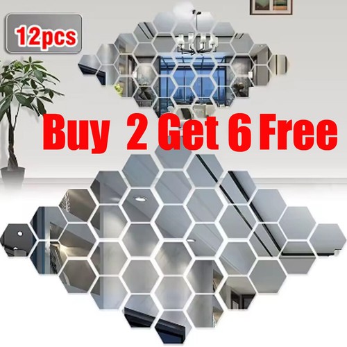 12x mirror tiles wall sticker - 12x,