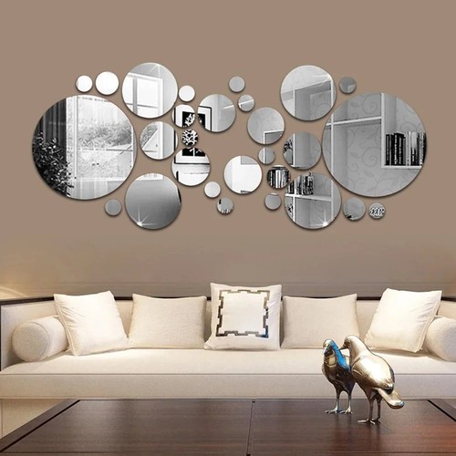 Round mirror tile - mirror, decals